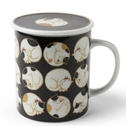 Outlet MIYA Company Sleepy Cat 8 Oz. Lidded Mug - Black