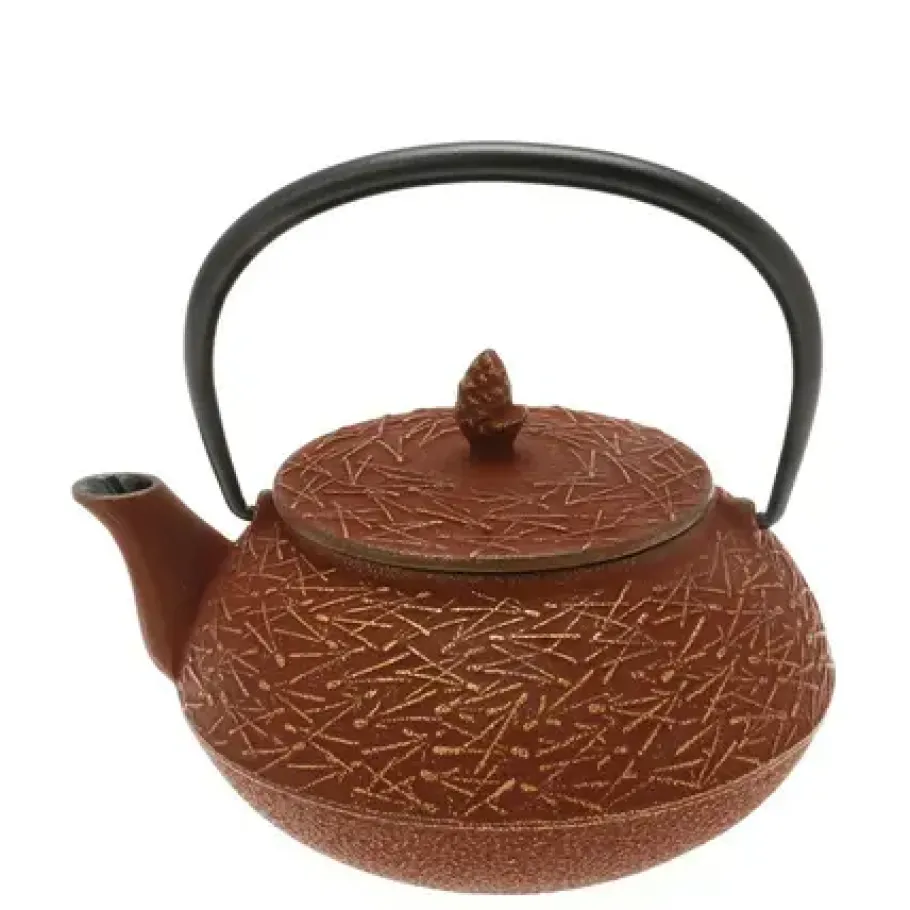 Discount MIYA Company Teapot Cast Iron Gold Cranberry Pine Needles