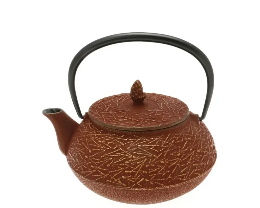 Discount MIYA Company Teapot Cast Iron Gold Cranberry Pine Needles