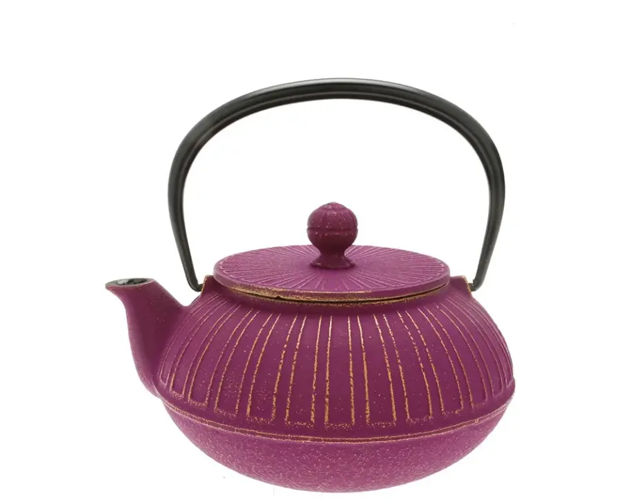 Clearance MIYA Company Teapot Cast Iron Gold Purple Chrysanthemum