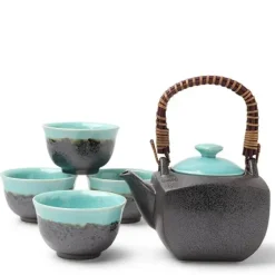 Clearance MIYA Company Tea Set Turquoise Sky Square