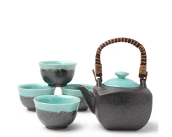 Clearance MIYA Company Tea Set Turquoise Sky Square