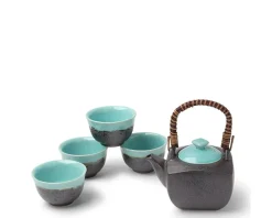 Clearance MIYA Company Tea Set Turquoise Sky Square