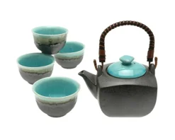 Clearance MIYA Company Tea Set Turquoise Sky Square