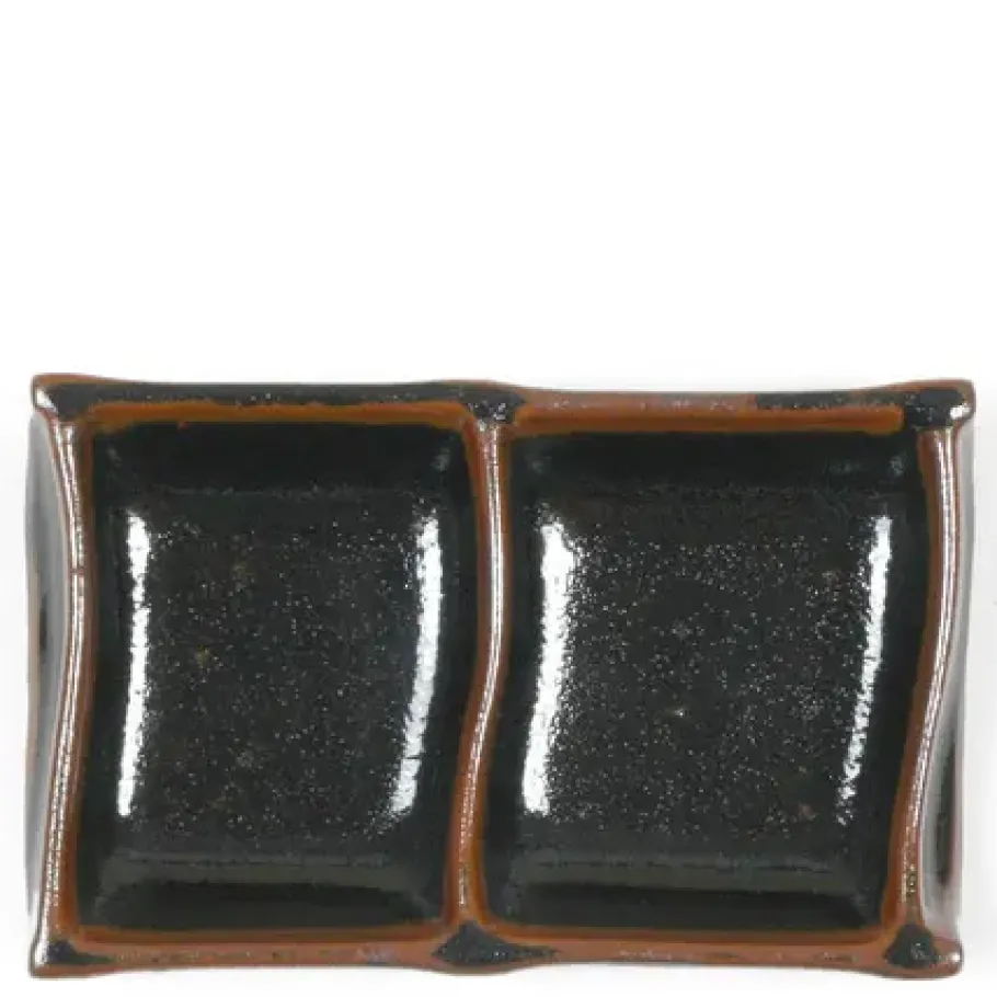 Online MIYA Company Tenmoku 6" X 3.5" Double Sauce Dish