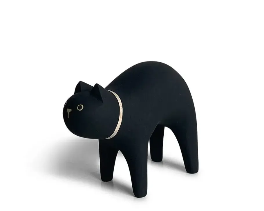 Online MIYA Company T-Lab Wooden Animal - Cat Black