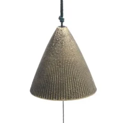 New MIYA Company Wind Chime Cone Gold Ribbed 2"
